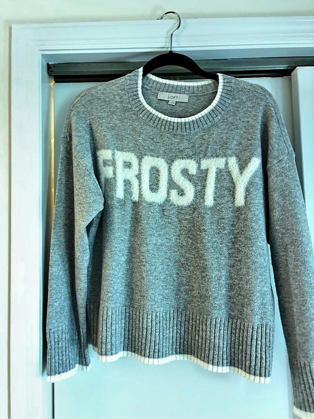 LOFT Frosty Everyday Sweater Gray Crewneck